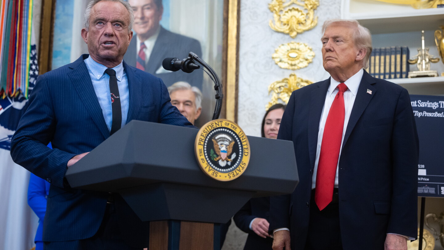 Health and Human Services Secretary Robert F. Kennedy Jr. speaks alongside President Donald Trump